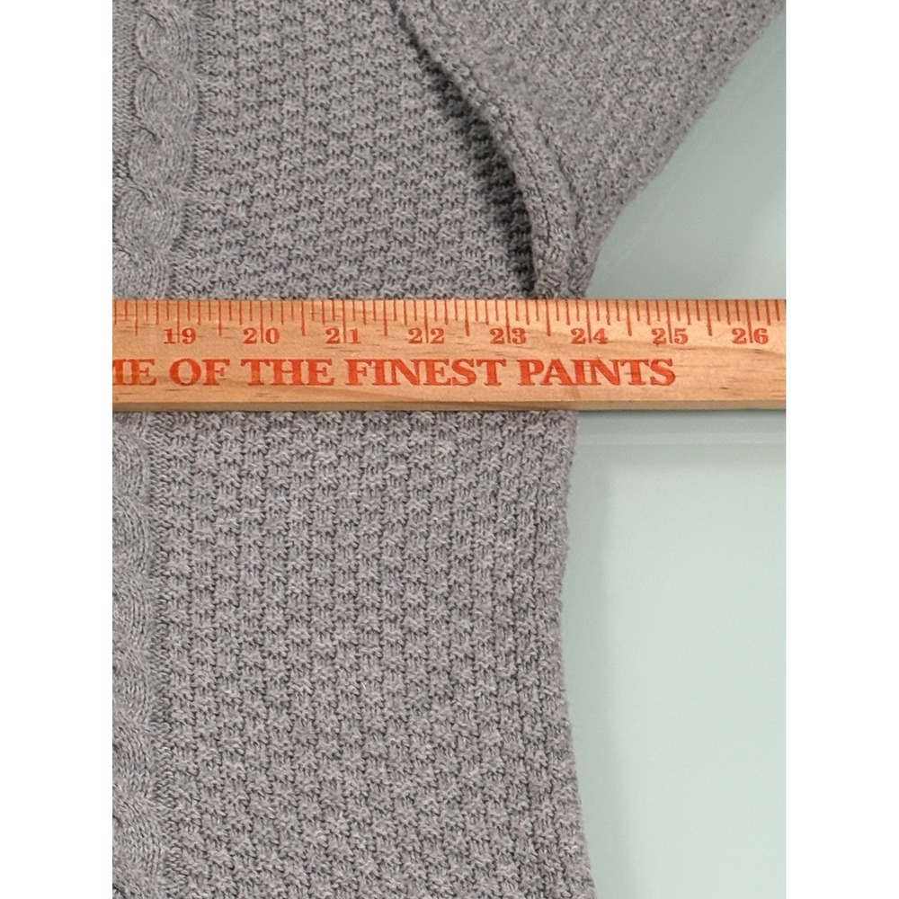 Hollister Cable Knit Pullover Sweater Womens L Gray V-Neck Casual CozyCore - Picture 12 of 16